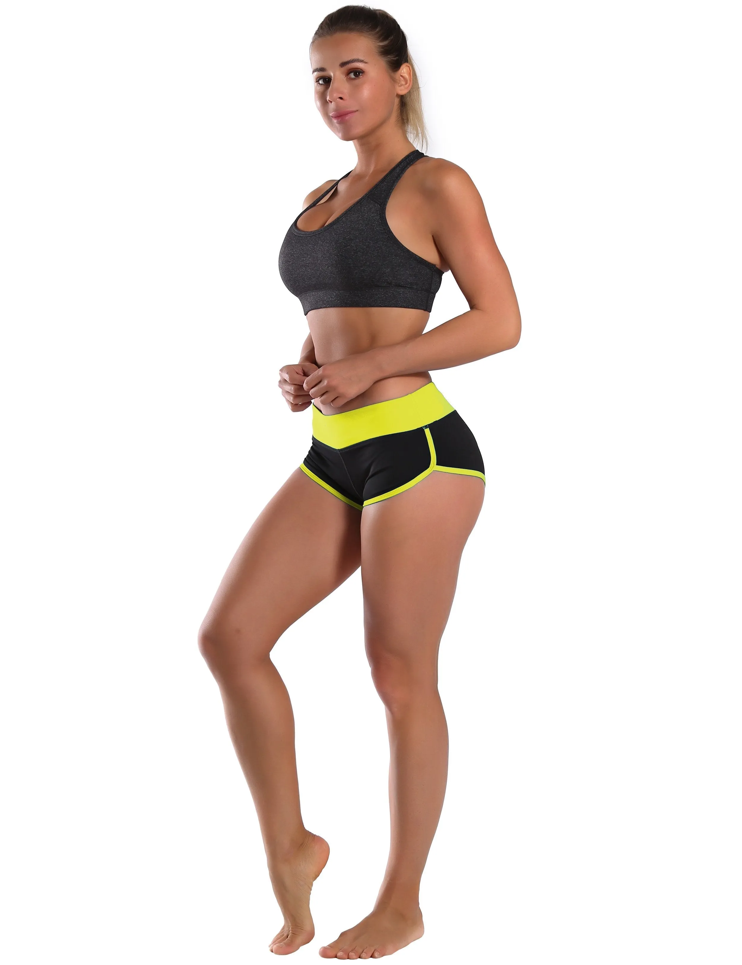 030 Sexy Booty Plus Size Shorts fluorescentyellow_black ins_Plus Size