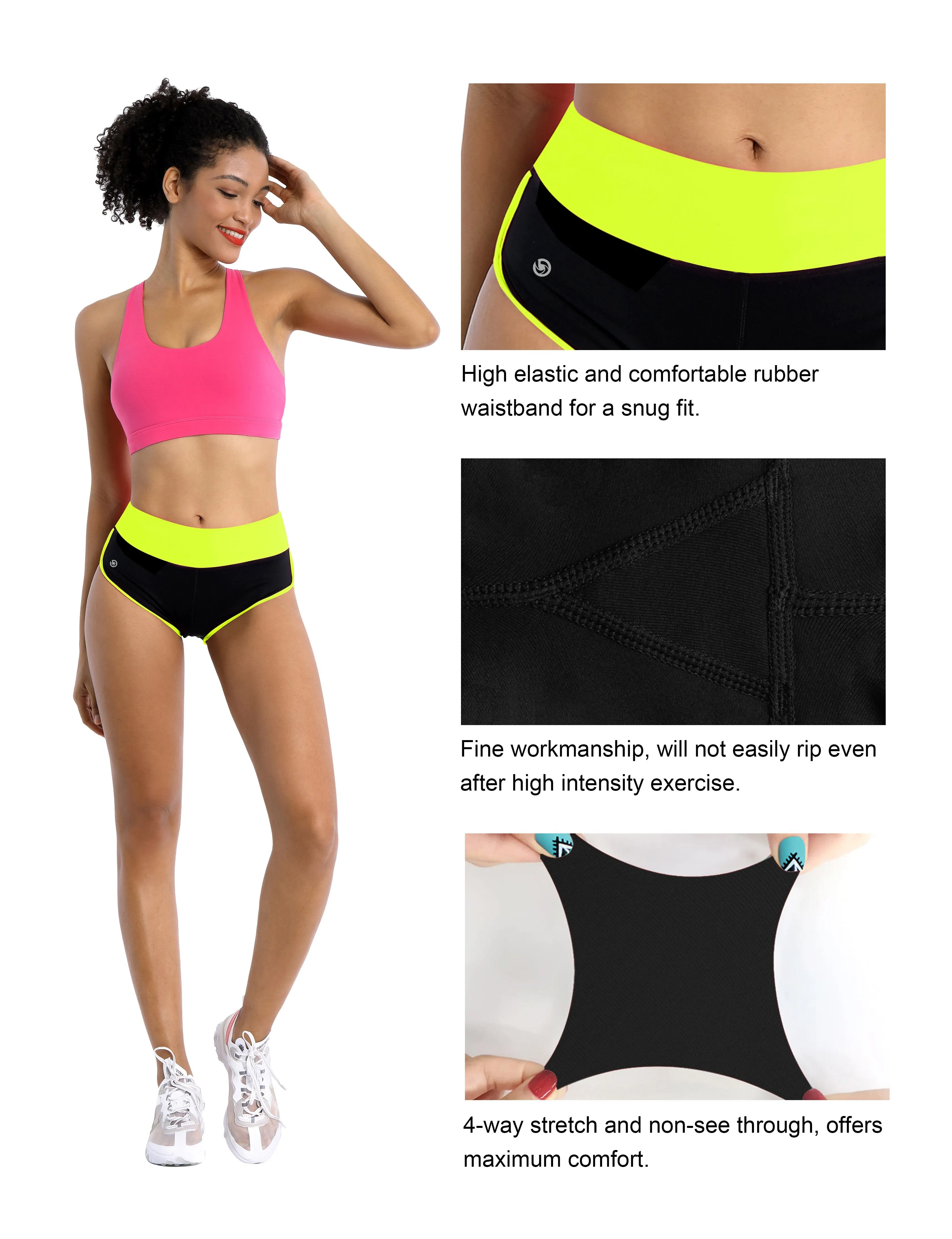 030 Sexy Booty Plus Size Shorts fluorescentyellow_black ins_Plus Size