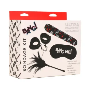 BANG! Bondage Kit XL Bullet. Cuffs. Tickler. and Blindfold