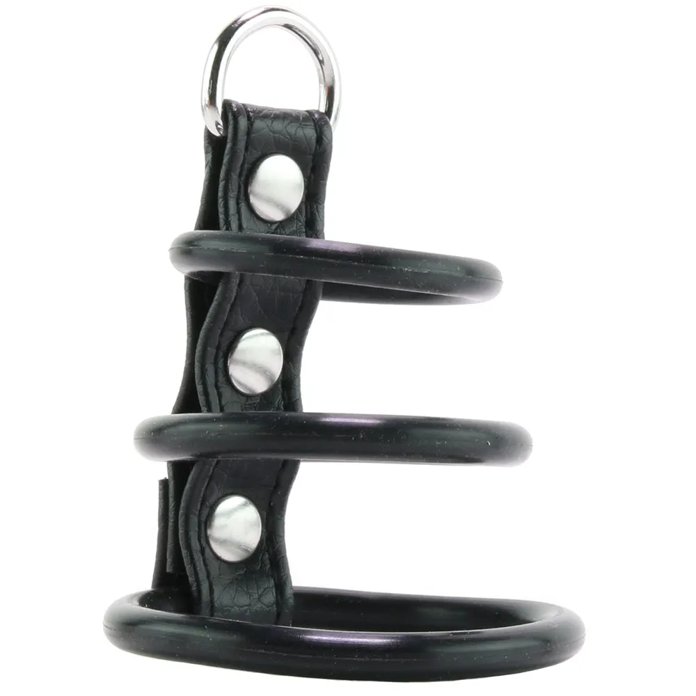 Blue Line 3 Ring Silicone Gates of Hell with Leash Lead