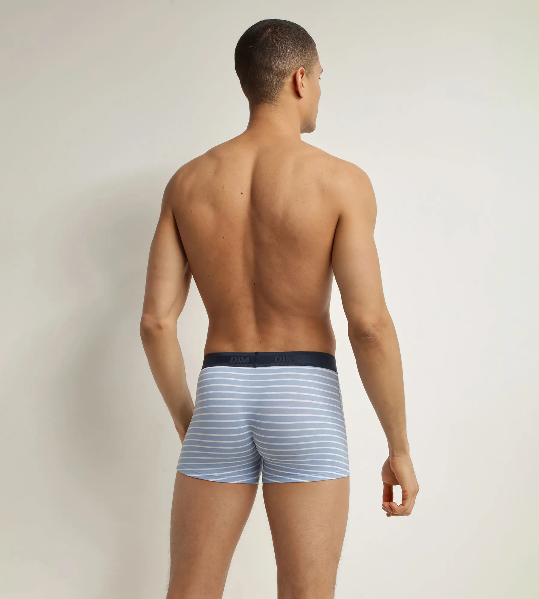 Boxer homme en coton stretch Bleu à rayures Dim Fancy
