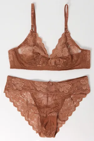 Brown Lace Lingerie Set