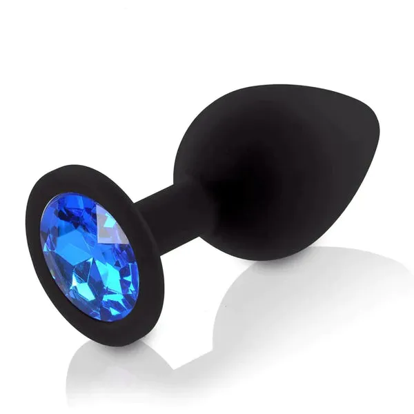 Butt Plug - Large Silicone Anal Plug with Gem (8 Color Options)