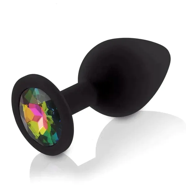 Butt Plug - Large Silicone Anal Plug with Gem (8 Color Options)