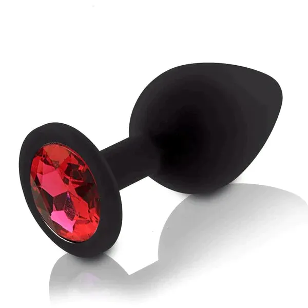 Butt Plug - Large Silicone Anal Plug with Gem (8 Color Options)