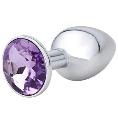 Butt Plug - Metal Gem Anal Plug - Medium Size (9 color Options)