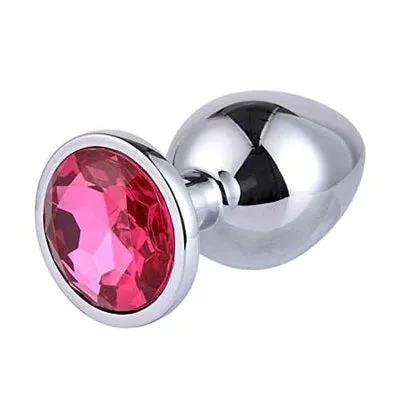 Butt Plug - Metal Gem Anal Plug - Medium Size (9 color Options)
