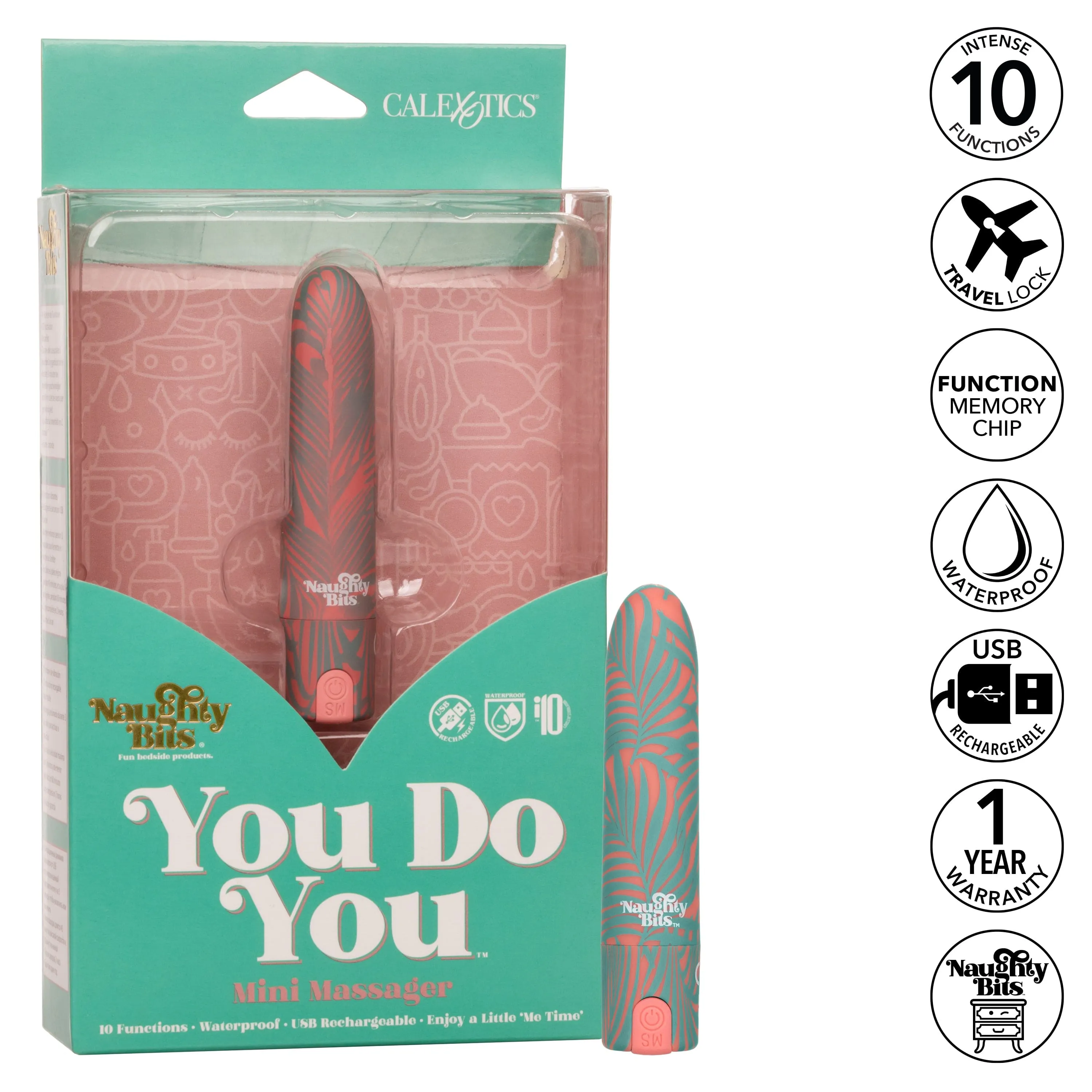 California Exotics - Naughty Bits You Do You Mini Massager Bullet Vibrator (Multi Colour)