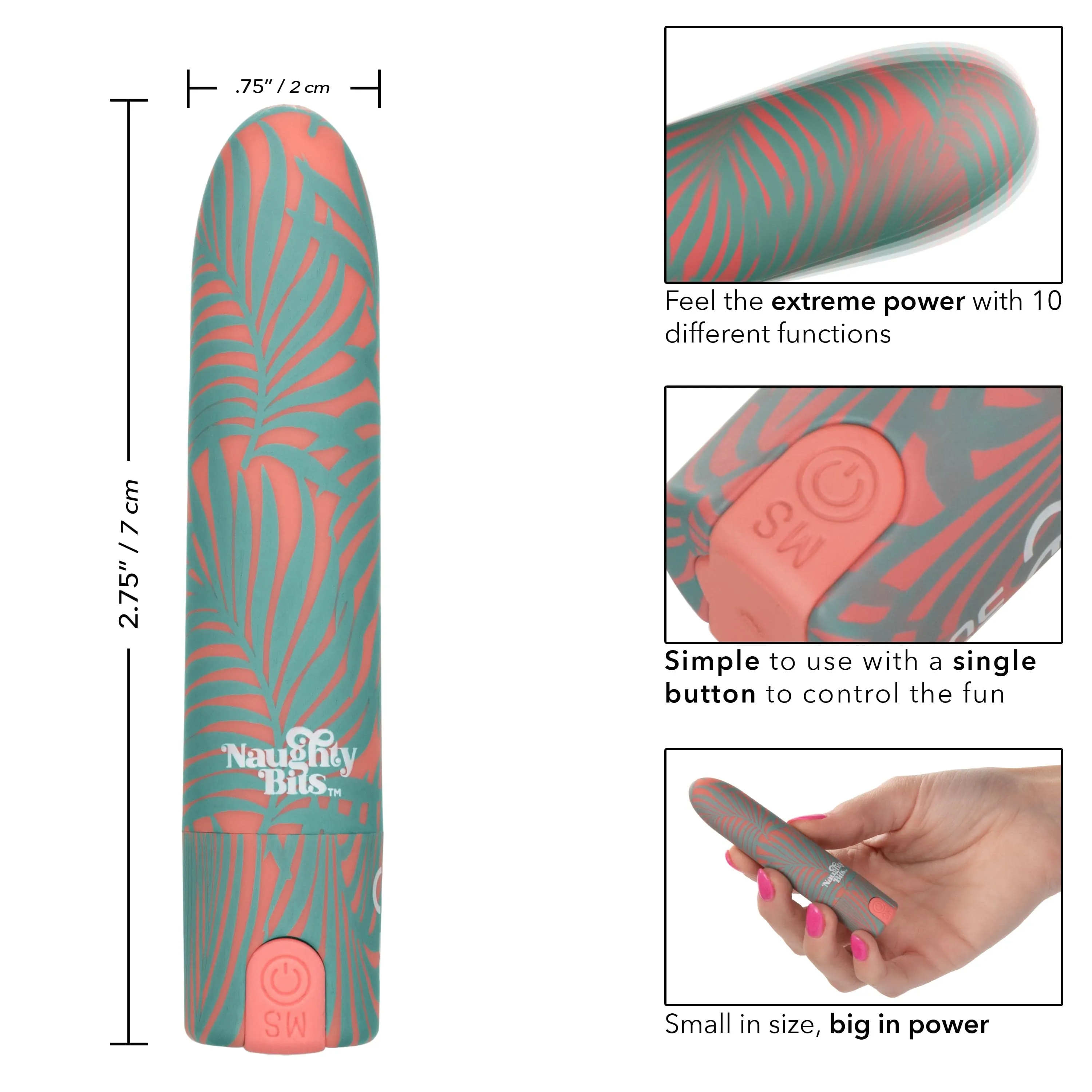 California Exotics - Naughty Bits You Do You Mini Massager Bullet Vibrator (Multi Colour)