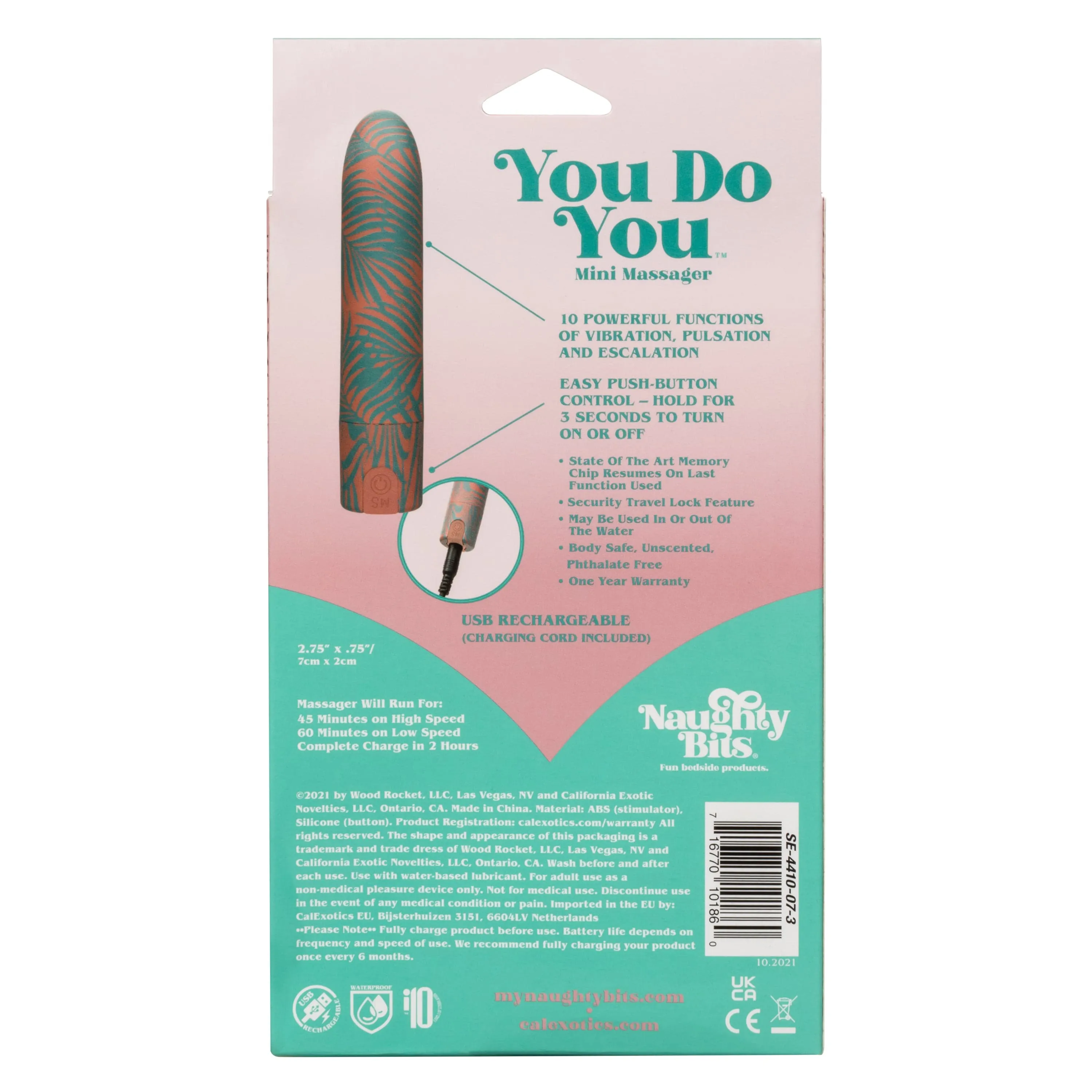 California Exotics - Naughty Bits You Do You Mini Massager Bullet Vibrator (Multi Colour)