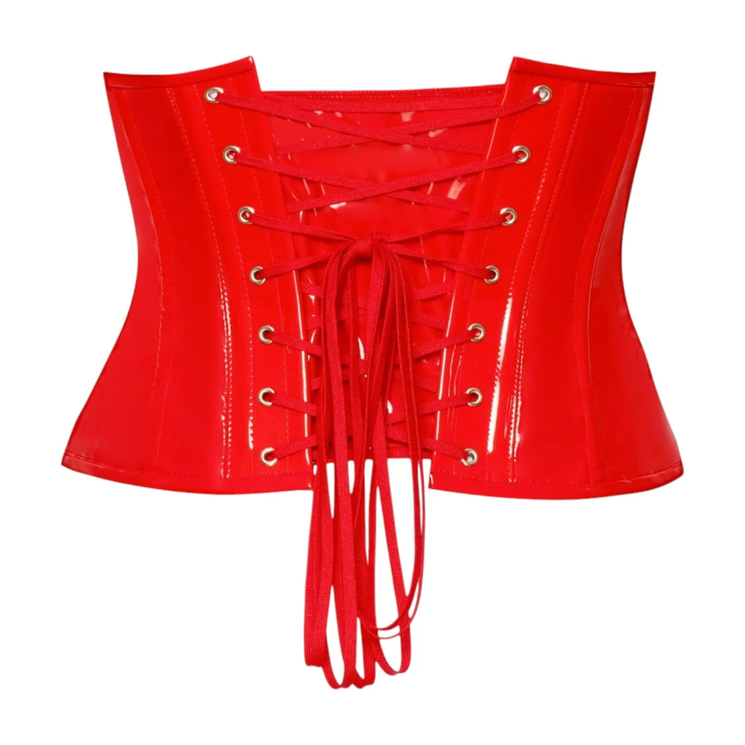 Centură corset BLACK LEVEL Vinyl Waist Cincher. din material lucios. cu fermoar frontal. mărime S. culoare roșu