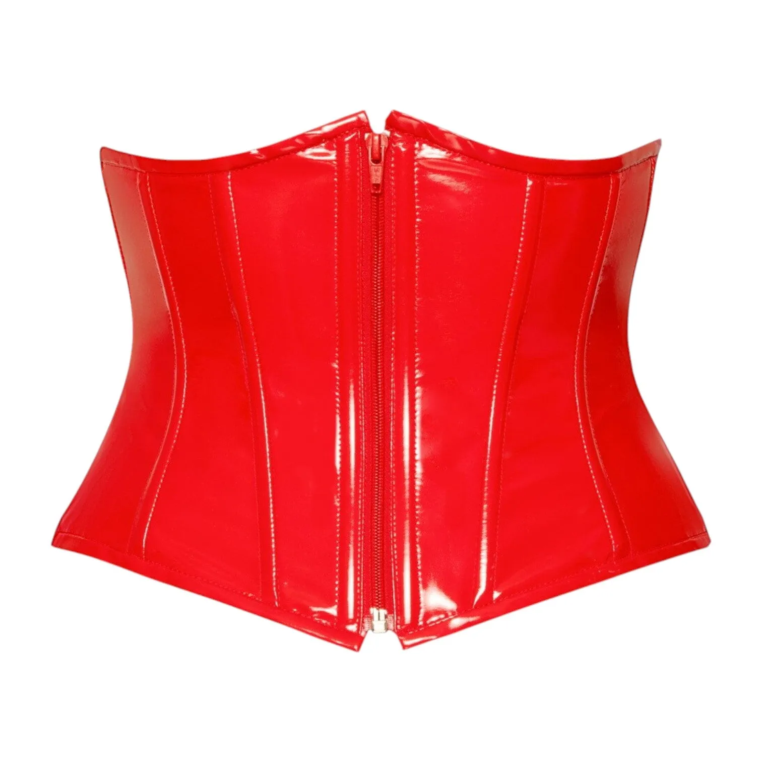 Centură corset BLACK LEVEL Vinyl Waist Cincher. din material lucios. cu fermoar frontal. mărime S. culoare roșu