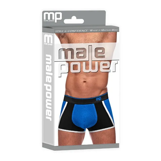 Chilot sexy bărbați MALE POWER Retro Sport. din bumbac. design cu dungi subțiri albe. mărime L. negru cu albastru