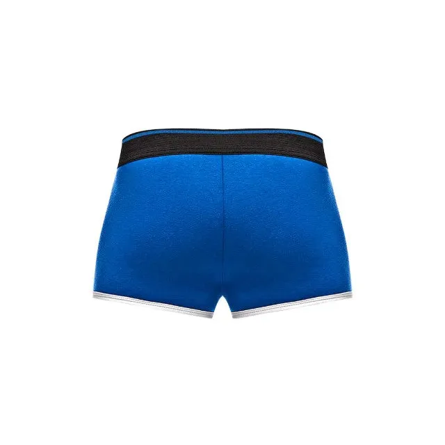 Chilot sexy bărbați MALE POWER Retro Sport. din bumbac. design cu dungi subțiri albe. mărime L. negru cu albastru