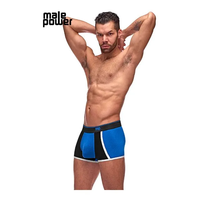 Chilot sexy bărbați MALE POWER Retro Sport. din bumbac. design cu dungi subțiri albe. mărime L. negru cu albastru