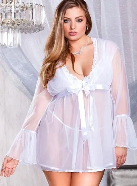 Christmas Chiffon Nightie & Robe 2pc Set Plus Size