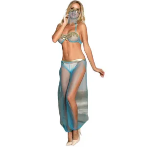 Costum sexy SUBBLIME India Style. set cu sutien. șalvari și accesorii. culoare albastru cu auriu. mărime S/M (model D-239899)