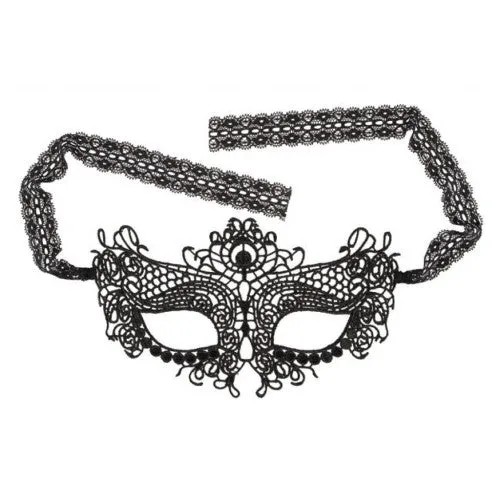 Cottelli Black Embroidered Mask