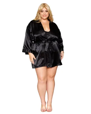 Dreamgirl Plus Size Satin Robe & Chemise Set