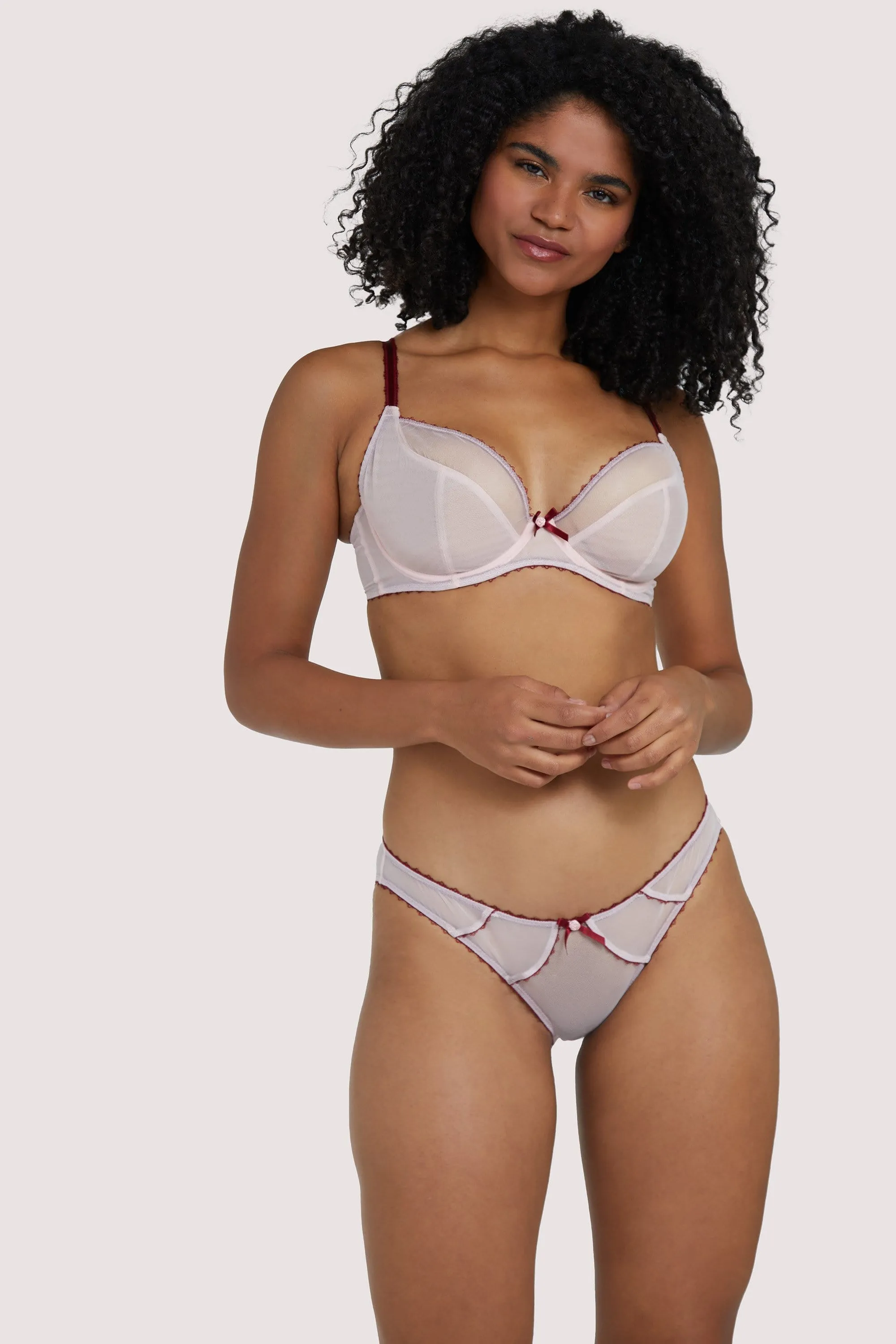 Grace Dusty Pink and Wine Plunge Net Bra