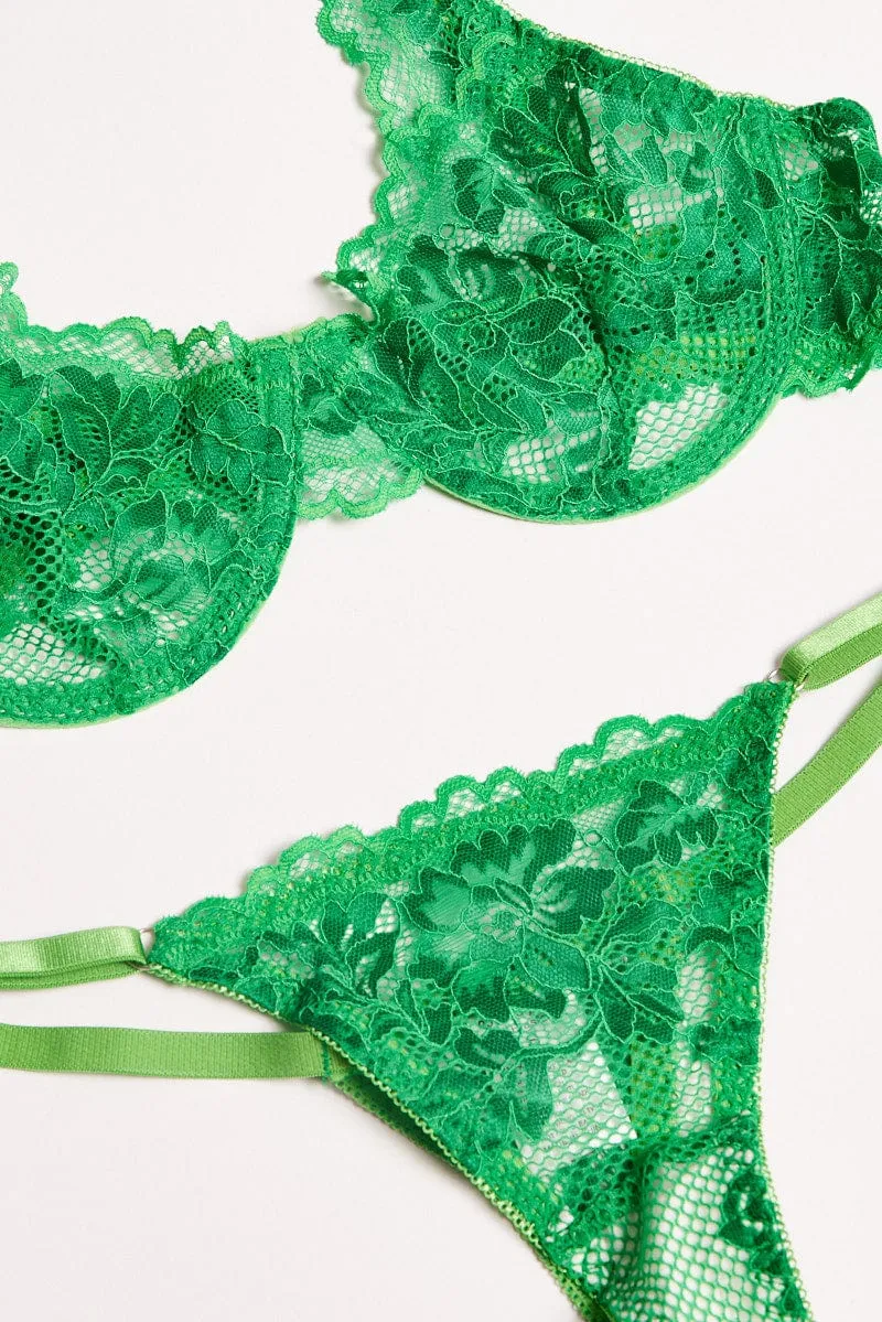 Green Lace Lingerie Set