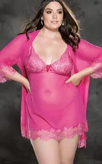 Hot Pink Peignoir Set Queen