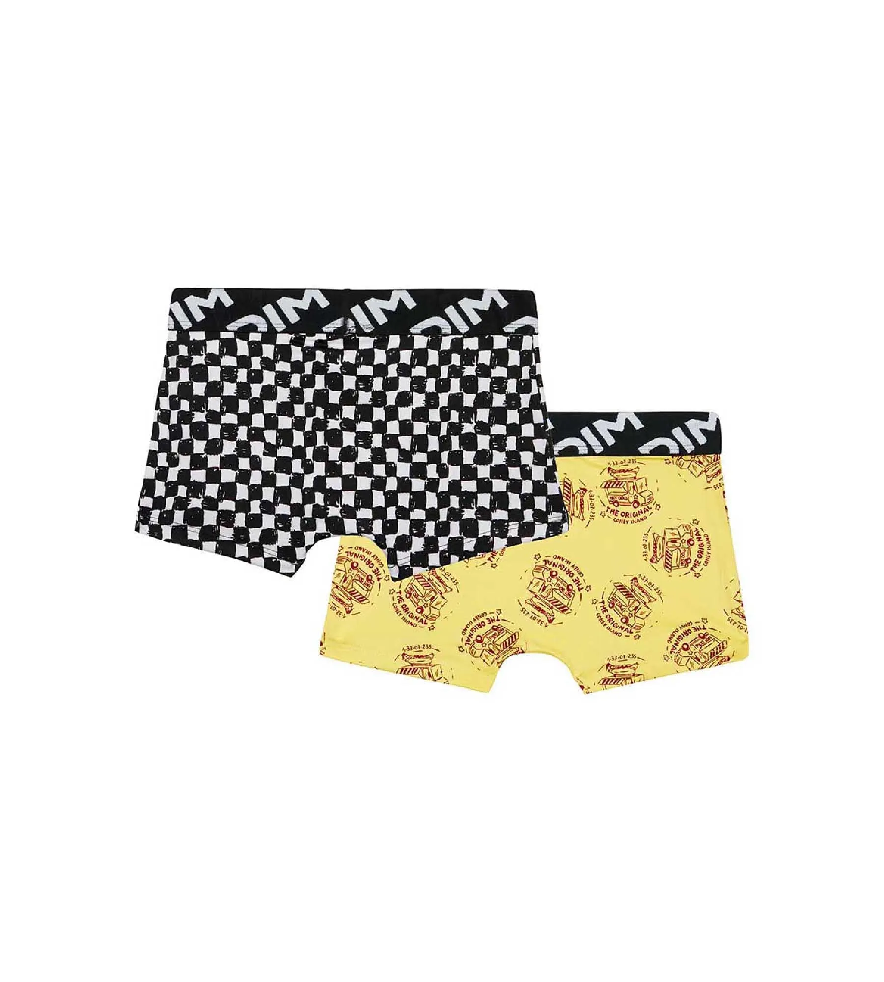 Lot de 2 boxers garçons en microfibre recyclée motif damier Dim Micro