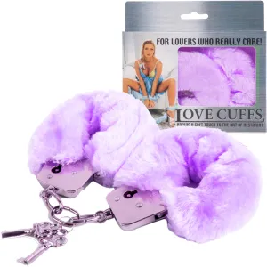 Love Cuffs Furry BDSM Handcuffs Bondage Fluffy Metal Strong Restraints Purple