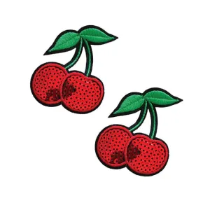 Neva Nude - Sequin Cherry Pasties Nipple Covers O/S (Red)
