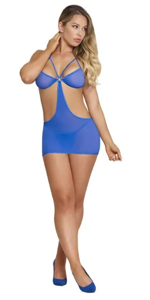 Oh So Sexy Magic Silk Cut Out Dress & G Set M261 - Blue