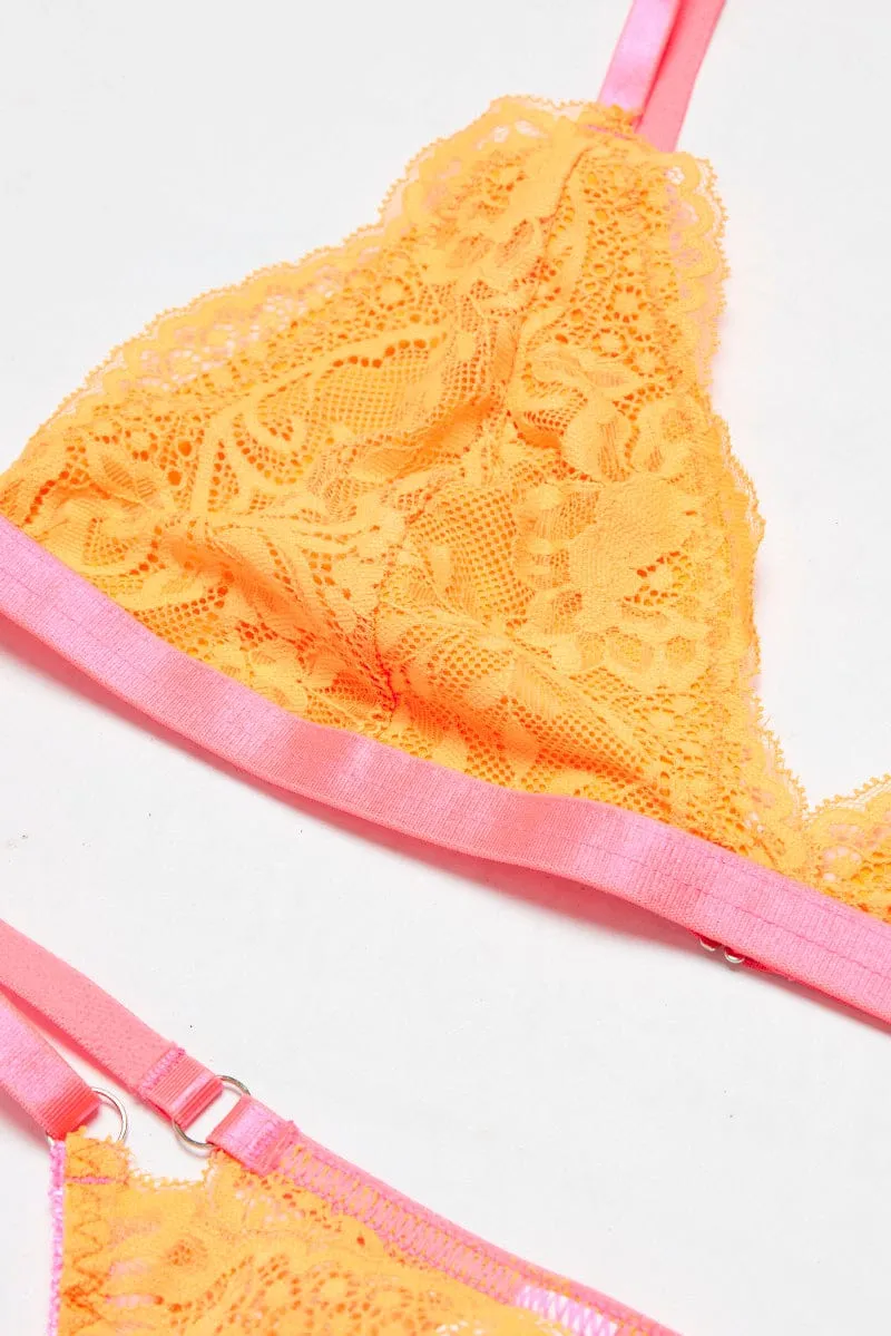 Orange Lace Lingerie Set