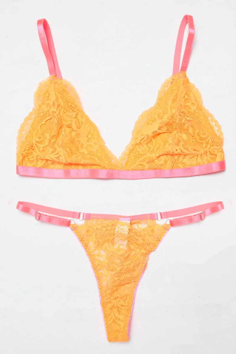 Orange Lace Lingerie Set