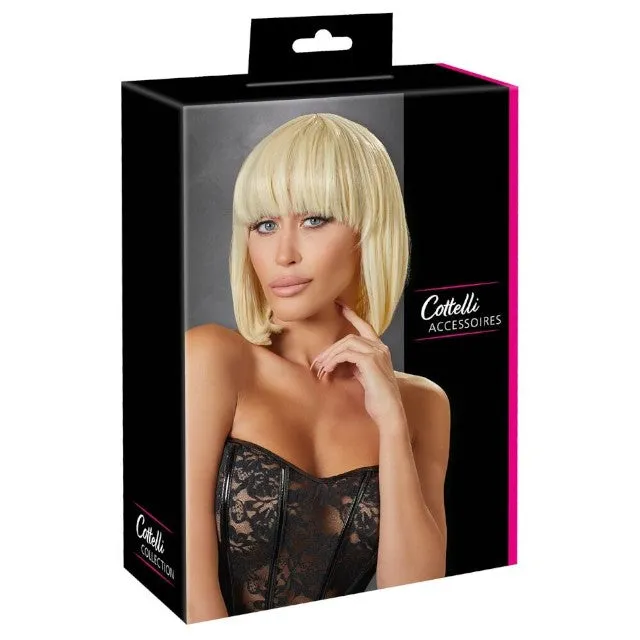 Perucă sexy COTTELLI Accessoires. pentru jocuri erotice și costume roleplay. bob scurt cu breton. culoarea blond