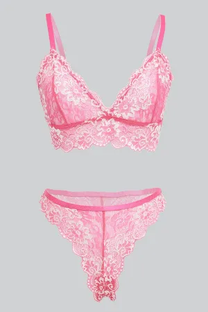 Pink Lace Lingerie Set