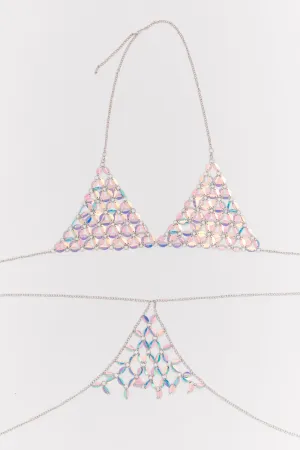Purple Sequin Backless Halter Top