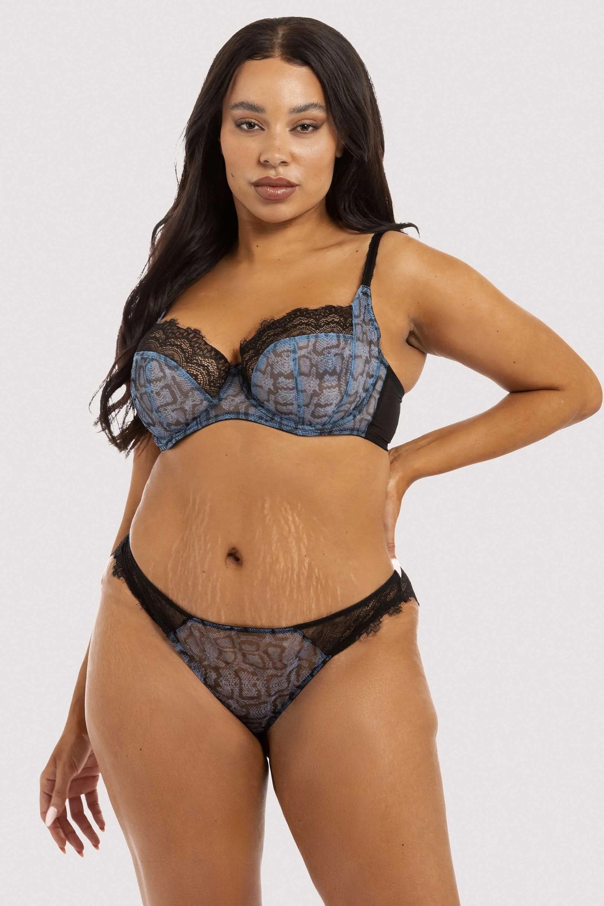 Rosalyn Lilac Snake Lace Balcony Bra