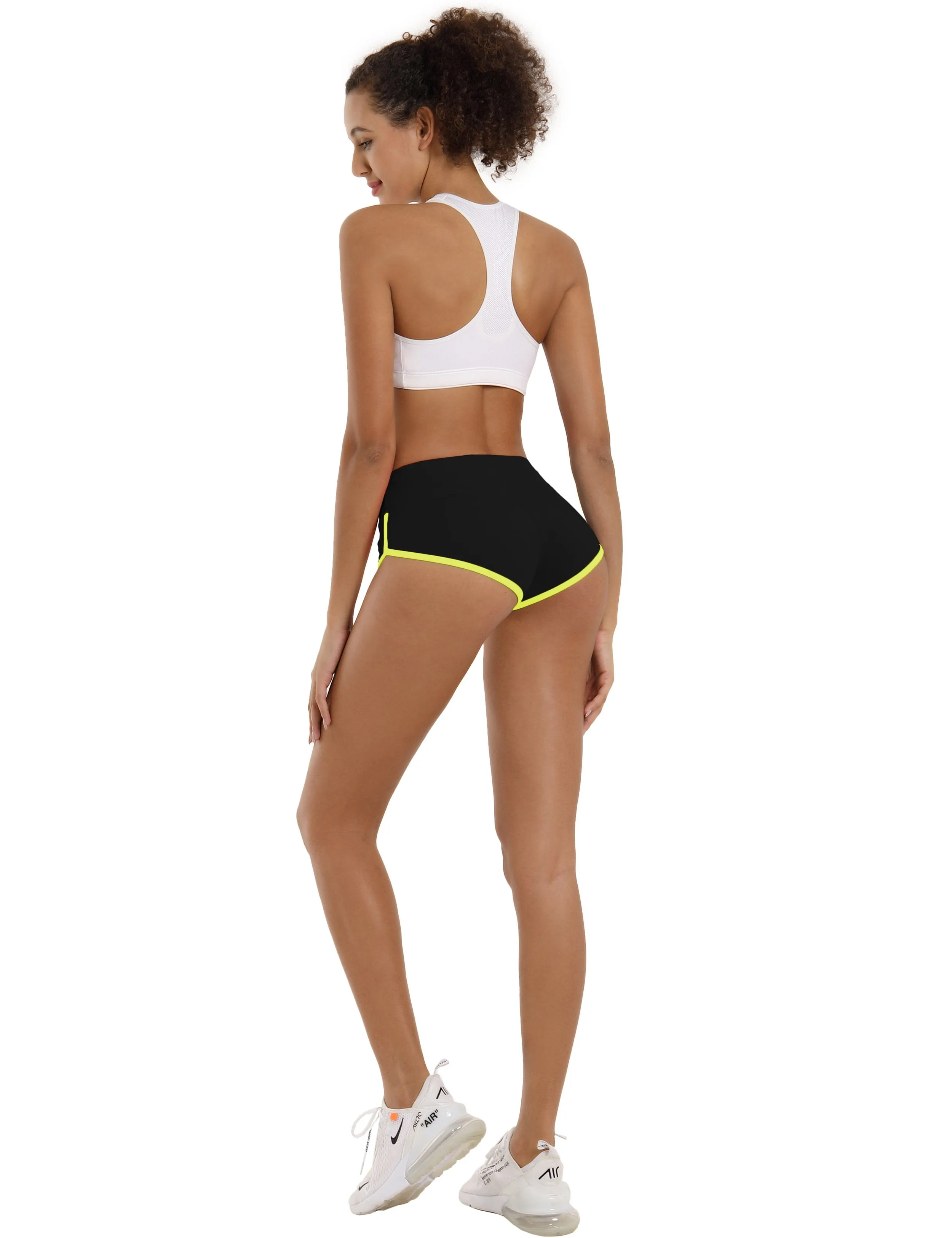 Sexy Booty yogastudio Shorts black_fluorescentyellow ins_yogastudio