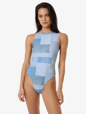 Shades Of Indigo High Neck One Piece - Blue