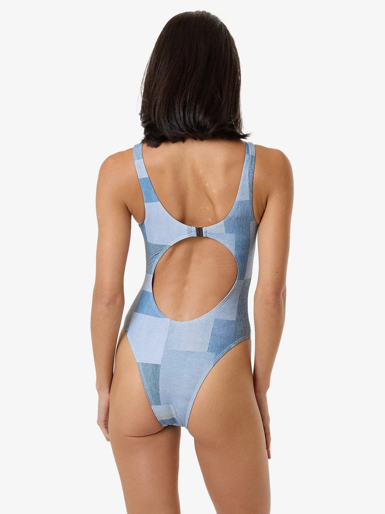 Shades Of Indigo High Neck One Piece - Blue
