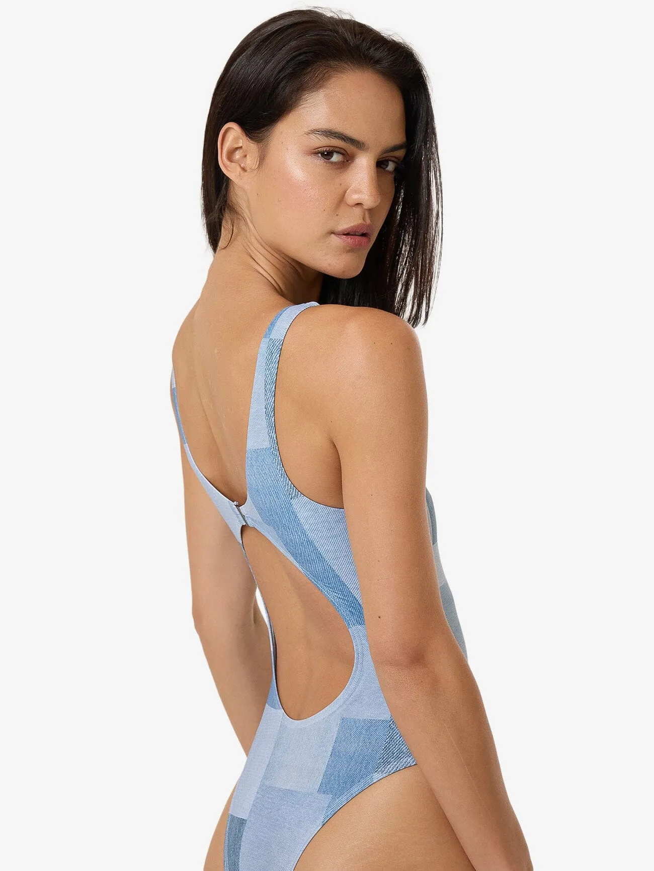 Shades Of Indigo High Neck One Piece - Blue