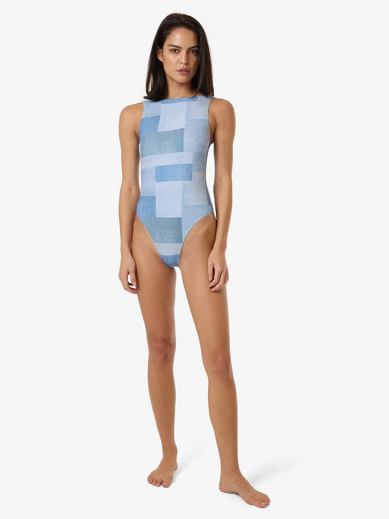 Shades Of Indigo High Neck One Piece - Blue