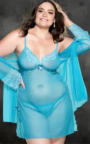 Turquoise Temptations Peignoir Queen