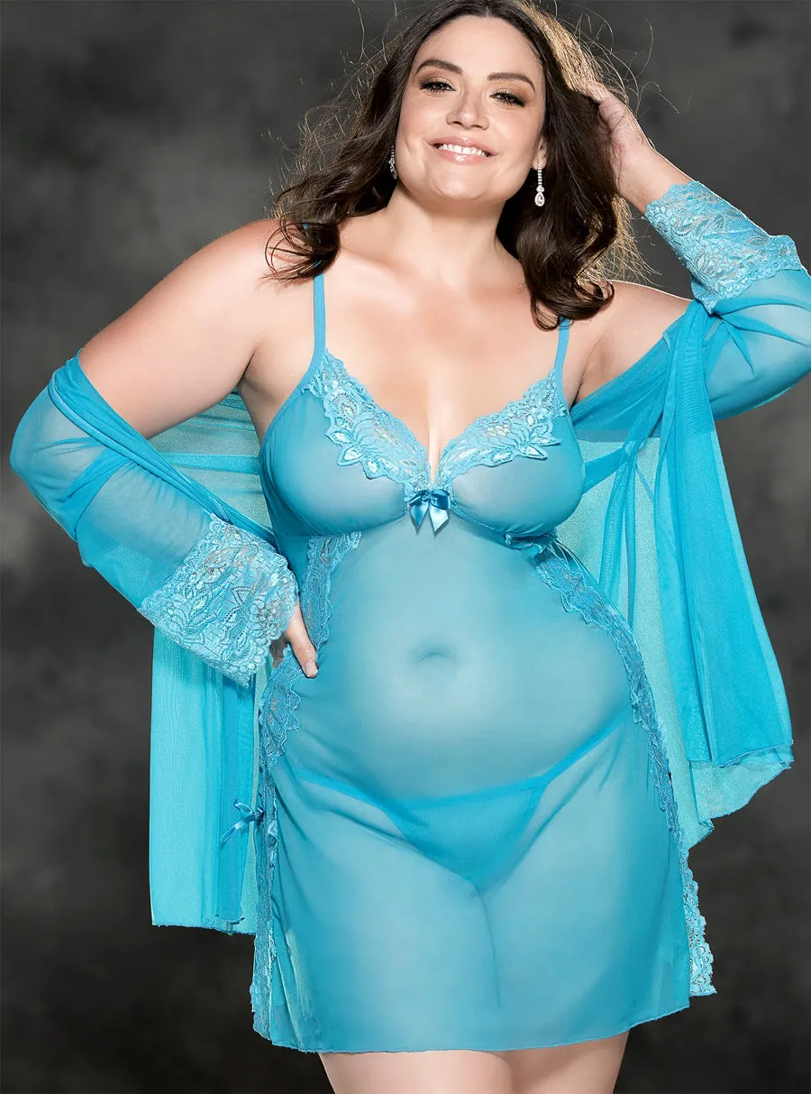 Turquoise Temptations Peignoir Queen